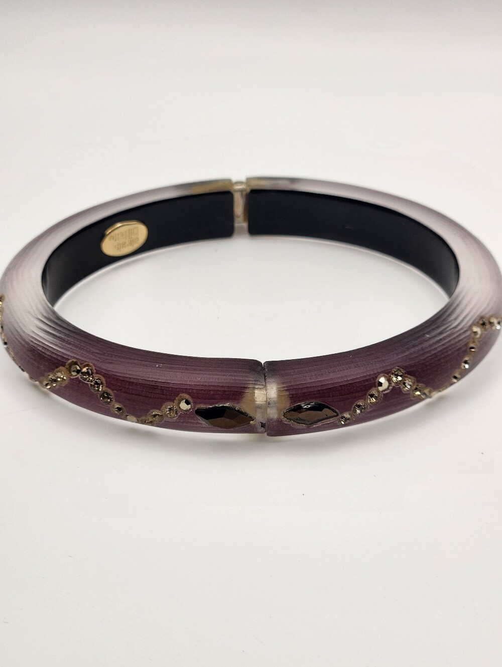 Alexis Bittar Purple Chevron Crystal Lucite Bangle